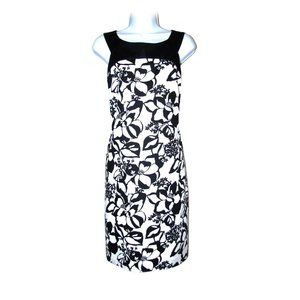 Ann Taylor LOFT Black & White Floral Shift Dress 6